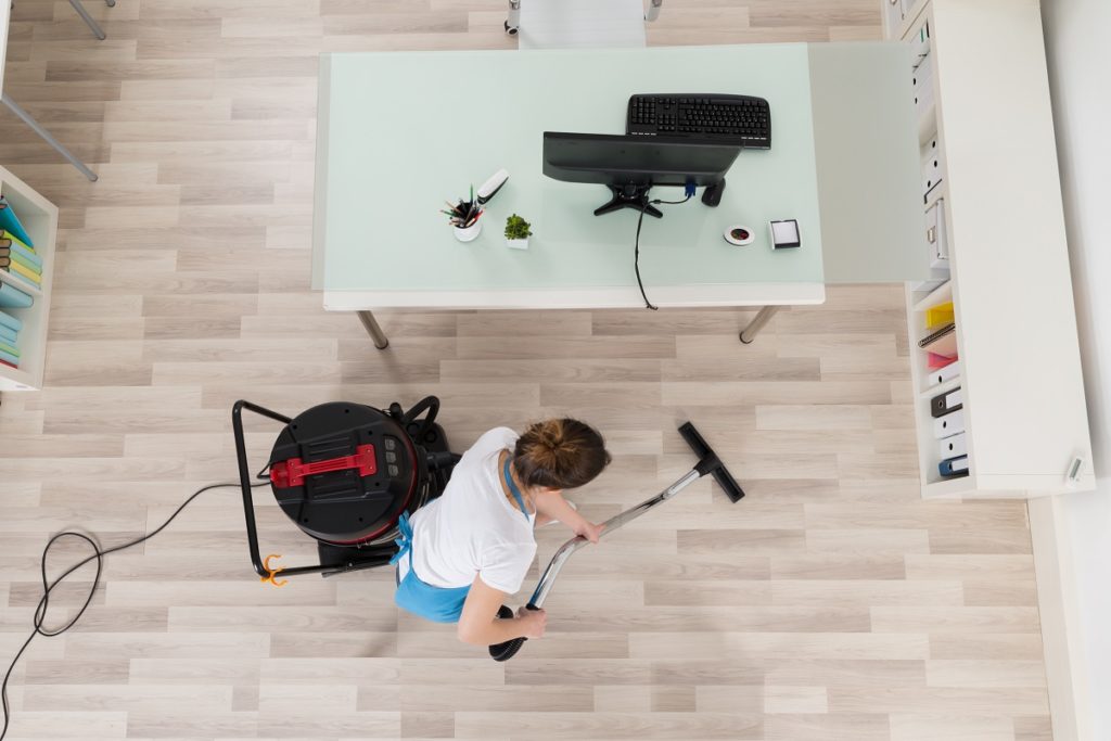 woman cleaning office