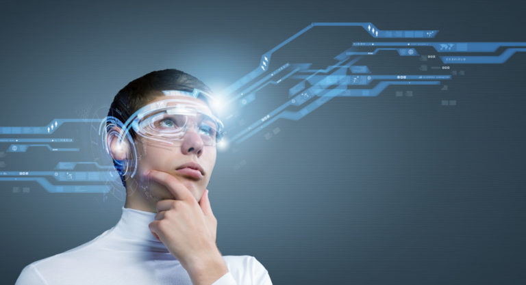 person working using VR