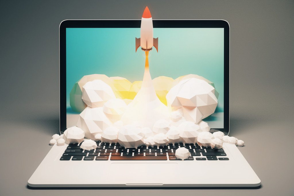 rocket ship on a laptop